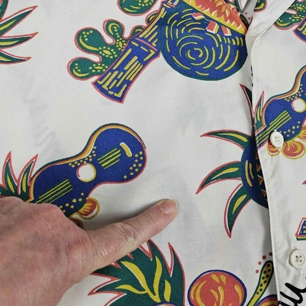 VTG Banana Republic Safari Travel Rayon Hawaii Camp Shirt Mens 2XL Aloha 80s